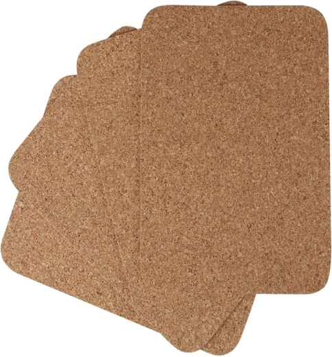 Set van 4 rechthoekige kurken placemats 40 × 30 cm