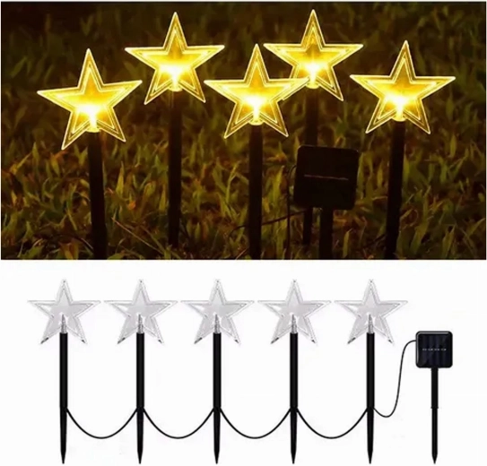 Zonne-energie LED-tuinprikkers in de vorm van sterren - 5 stuks