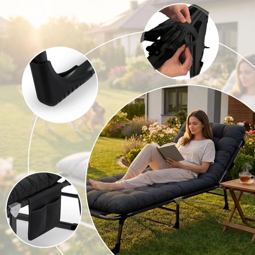 5 rugleuningstanden en neerklapbaar voetgedeelte