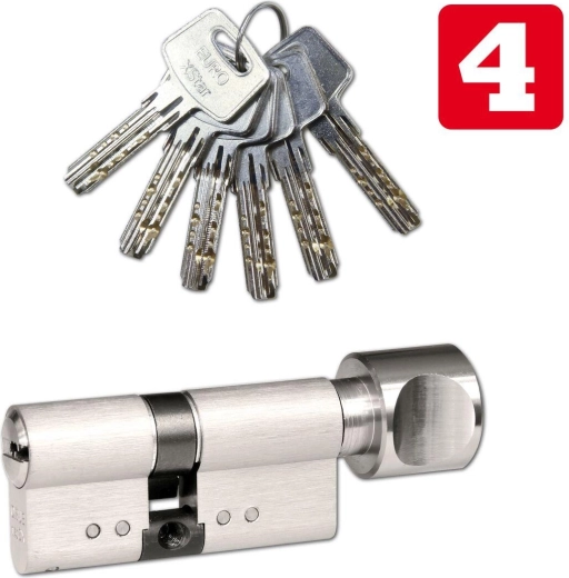 Veiligheidscilinder met knop 30/35 RICHTER, nikkel, 6 sleutels