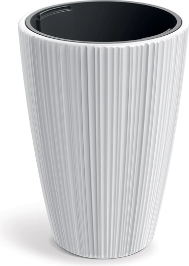 Witte bloempot ORO 29,8 cm met binneninzet