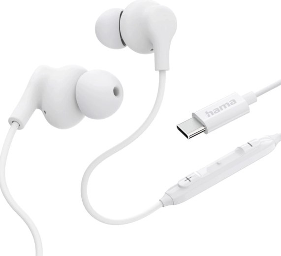 Hama Curly bedrade in-ear oordopjes USB‑C wit