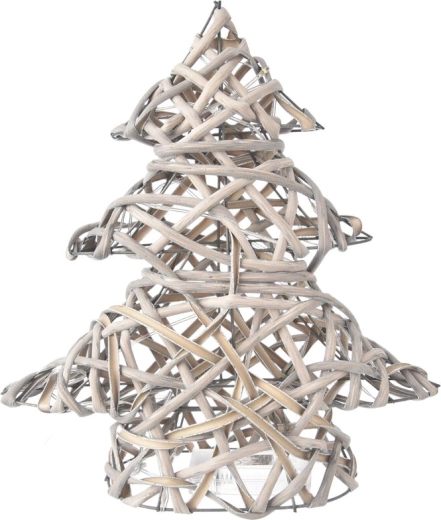 Decoratief rotan boompje met 15 LED’s en timer, grijs