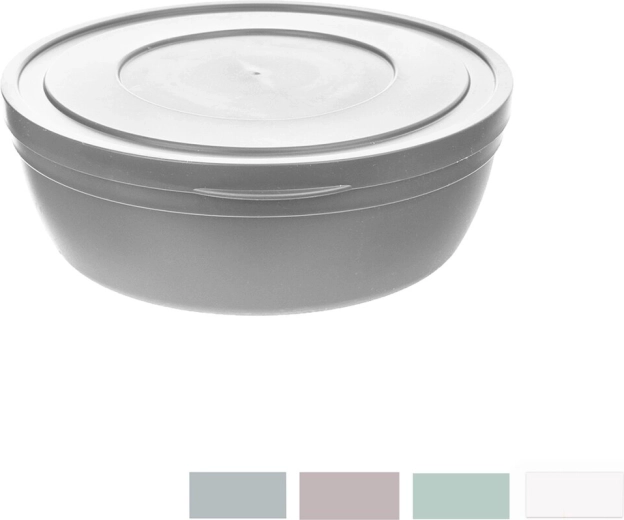 Plastic schaal met deksel Kapa flat 17 cm (mix kleuren)