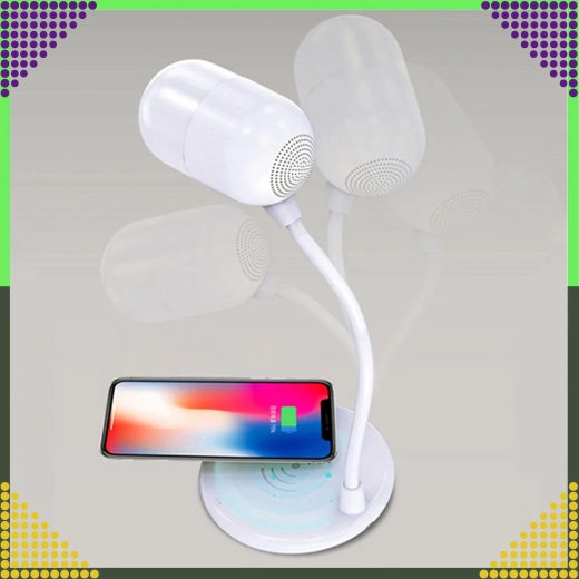 Bureaulamp met LED, draadloze lader 5 W en Bluetooth‑speaker