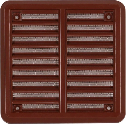 Ventilatierooster met gaas 100 × 100 mm – Bruin