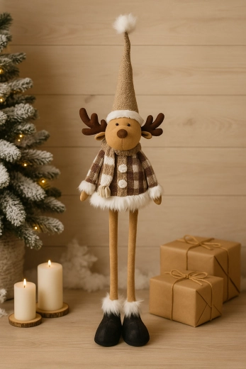 Kerst rendier met verstelbare poten beige 90–138 cm - 1 stuk