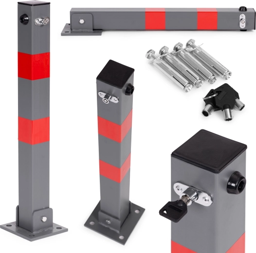 Inklapbare parkeerpaal 60 cm met slot en reflecterende strepen
