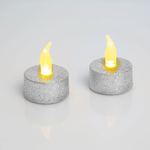 Zilverkleurig LED-theelichtje met batterij - 1 stuk