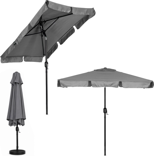 MultiGarden grote tuinparasol met zwengel en kantelfunctie, grijs 200 × 130 cm