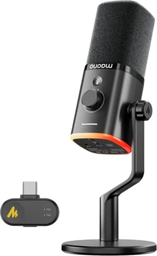 Maono PD100W draadloze en USB dynamische microfoon zwart