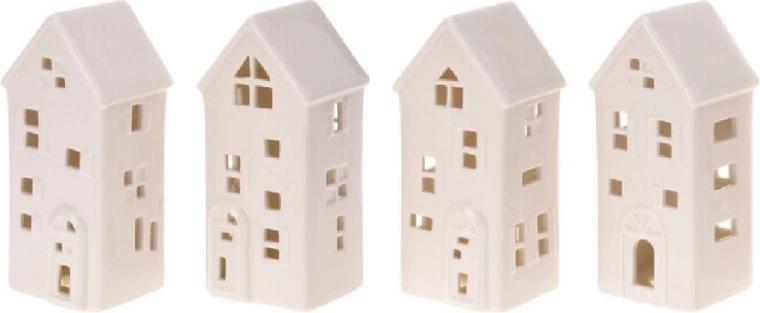 Porseleinen huisje met LED-verlichting 16 cm, mix varianten