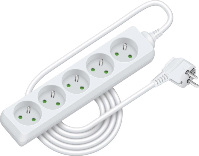 Retlux-verlengsnoer met 5 stopcontacten, 3 m