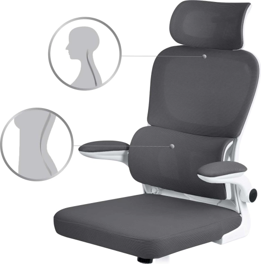 Ergonomische ondersteuning voor rug en hoofd