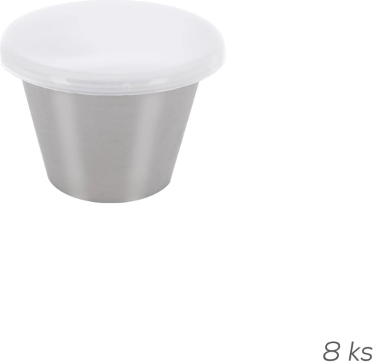 Set roestvrijstalen sausbakjes met deksels 6 cm, 8 stuks