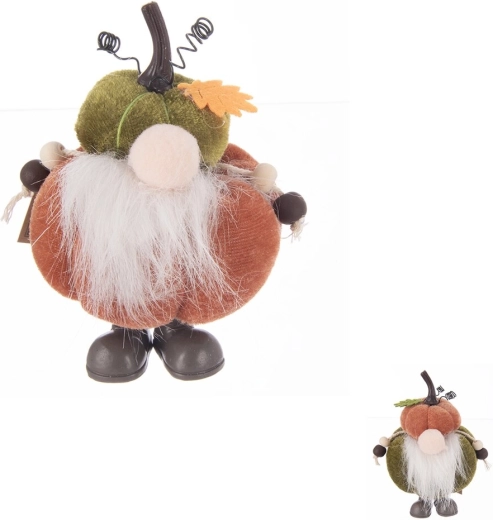 Kabouter met pompoen van polyresin – herfstdecoratie (2 varianten)
