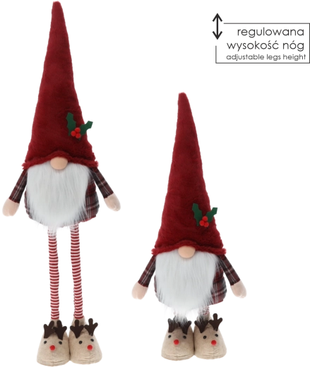 Kerstkabouter met verstelbare poten 70–100 cm rood - 1 stuk