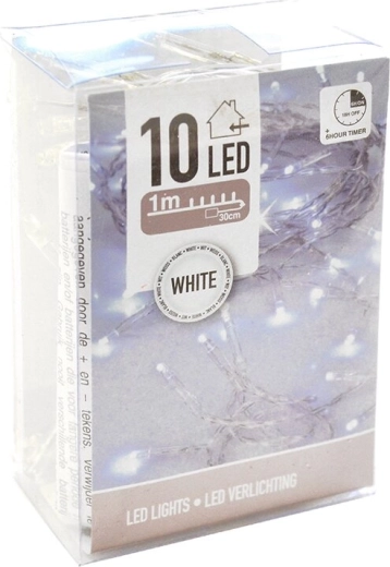 LED-lichtsnoer voor binnen – wit, 10 LED, 120 cm, met timer