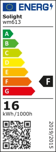 Energieklasse F en verbruik 16 kWh/1000 h