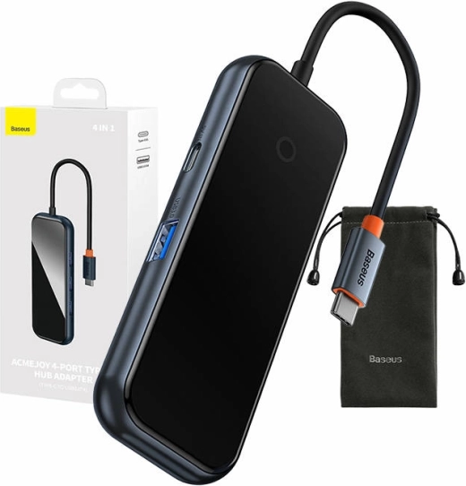 Baseus Hub USB-C naar 4x USB 3.0 donkergrijs