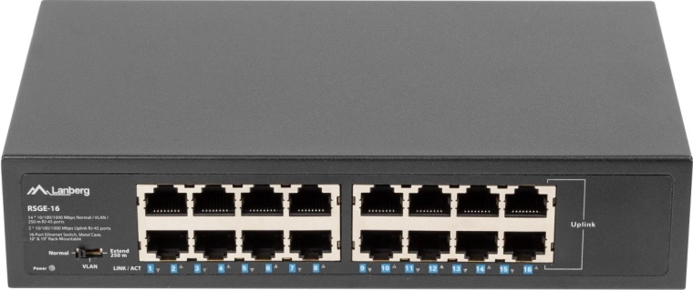 Lanberg 16-poorts gigabit switch voor rackmontage