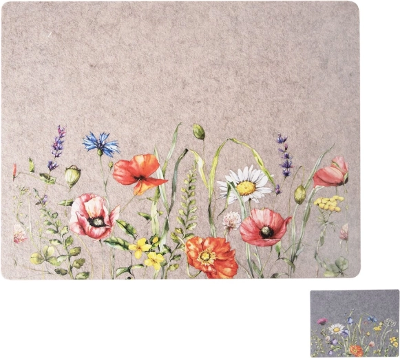 Polyester placemat met motief van lentebloemen 45 × 35 cm