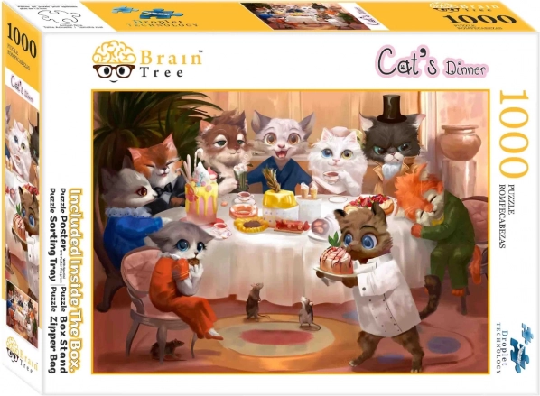Puzzle Katten Avondmaal van Brain Tree, 1000 stukjes