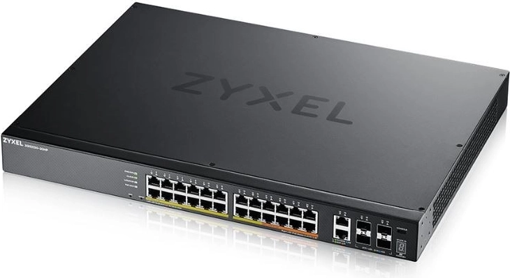 L3-toegangswitch 24× PoE, 10GbE RJ‑45 en 4× 10GbE SFP+