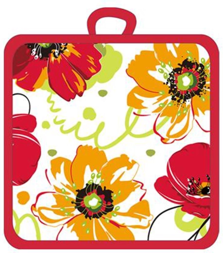 Pannenonderzetter Toro met kerstbloemen, rood/wit 17 × 17 cm