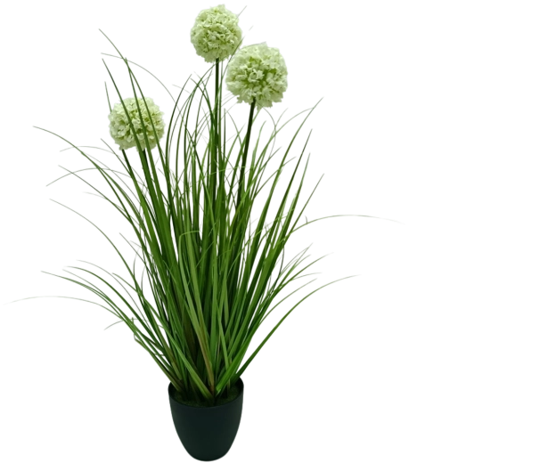 Kunstmatige sierknoflook in witte pot 70 cm Garden Line