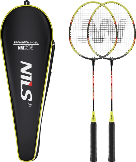 Badmintonset Nils met 2 rackets en hoes