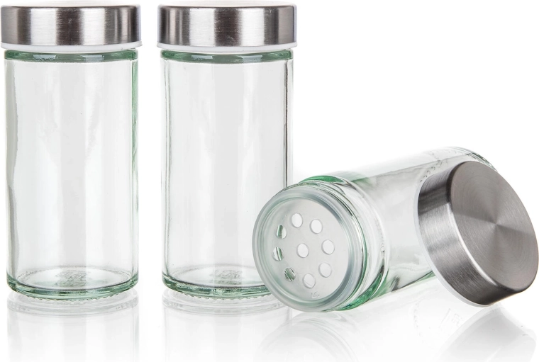 12 overzichtelijke glazen kruidenpotjes