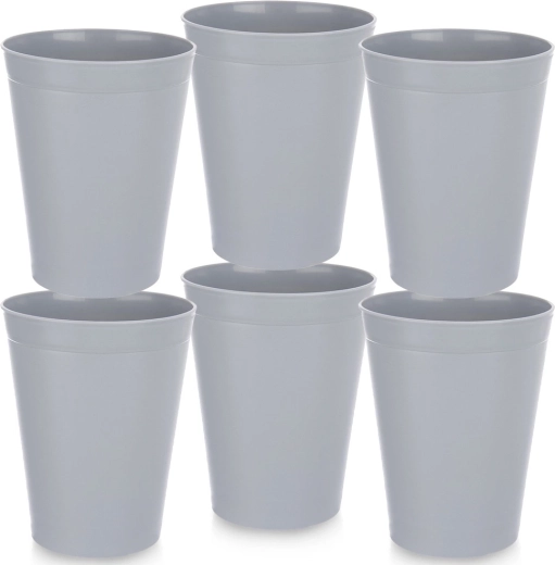 Plastic bekers SANDY grijs 300 ml, 6 st.
