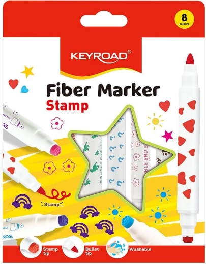 Keyroad duo stiften met stempel, set van 8 stuks