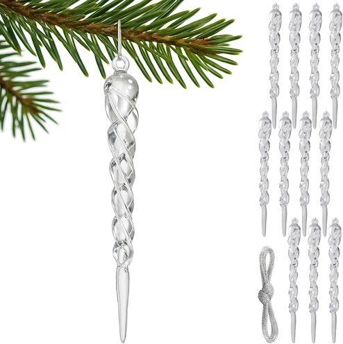 Ruhhy acryl ijspegels voor de kerstboom 12 stuks