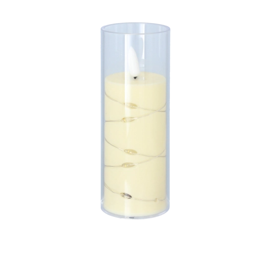 LED-kaars melkachtig 5,3 × 14,5 cm met draadje en warmwit licht