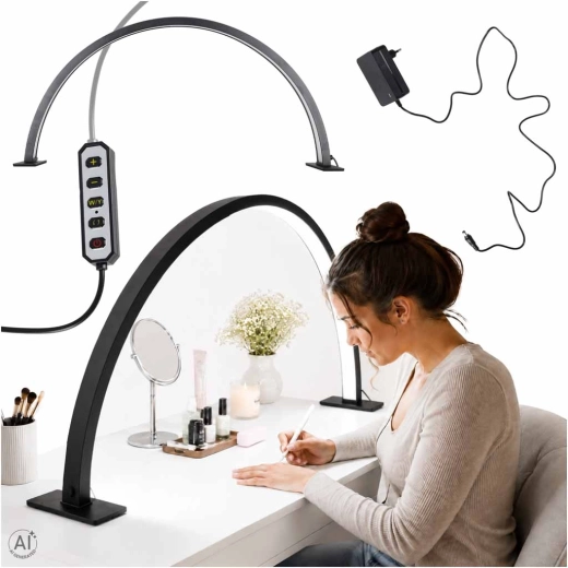 LED schaduwloze cosmetische tafellamp voor manicure – boog, zwart