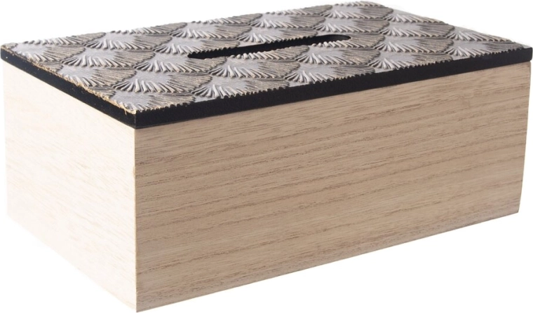 Zwarte houten box voor papieren zakdoekjes 24 × 14 × 9 cm