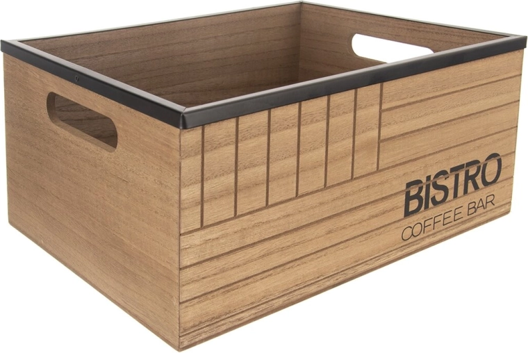 Bistro-opbergkist van hout en metaal 29,5 × 22 × 13,5 cm