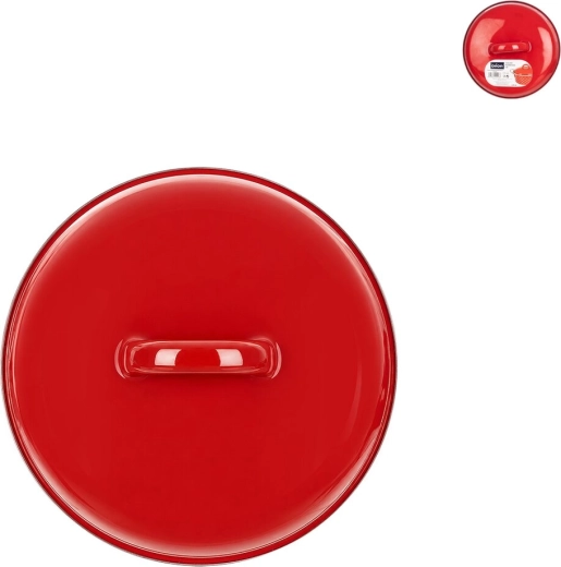 Geëmailleerde deksel met rand 15 cm rood