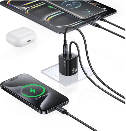 Laad twee apparaten tegelijk op (2× USB‑C)