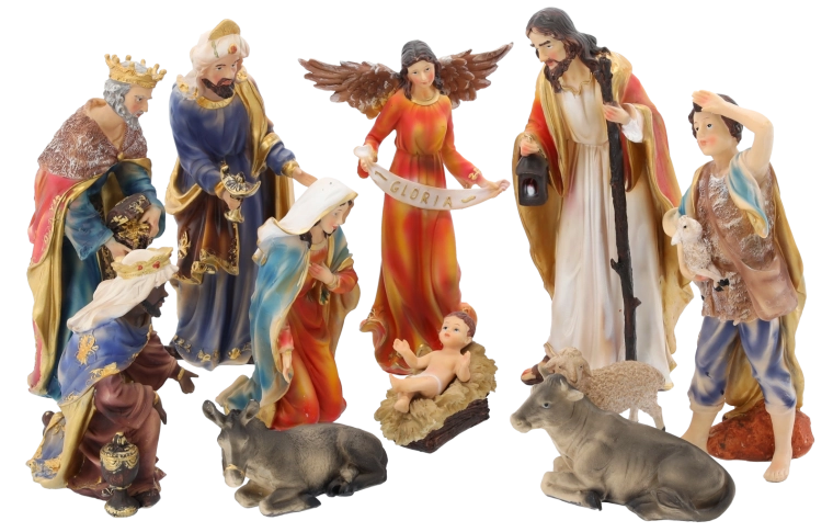 Complete set van 11 figuren voor een traditionele kerststal