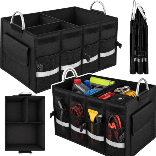 Opvouwbare kofferbakorganizer voor de auto 50 l zwart