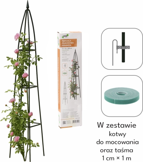 Tuinobelisken pergola piramide 31 × 31 × 200 cm met ankers