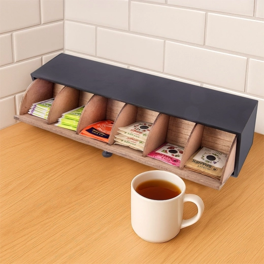 Overzichtelijke opslag van wel 6 theesoorten