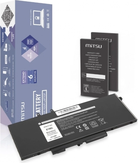 Batterij MITSU voor DELL Latitude 5400/5500/5510, 8000 mAh 61 Wh, 7,6 V