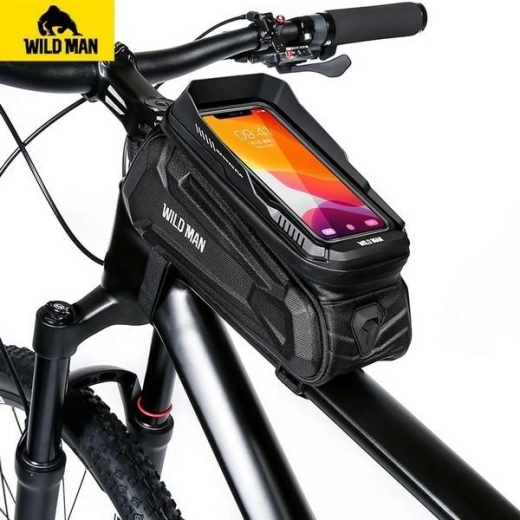WildMan XT5 frametas voor fiets met telefoonhouder, zwart