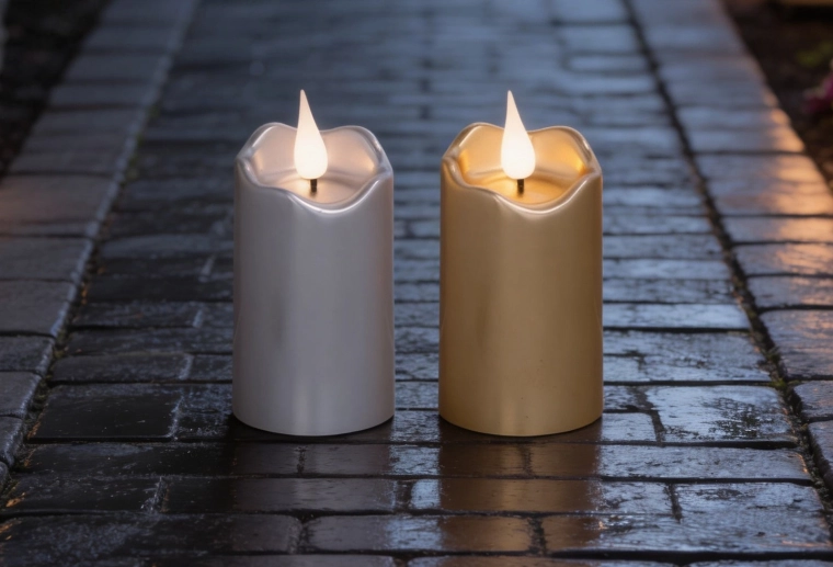 LED-kaars 5 × 10 cm in goud- en zilverkleur