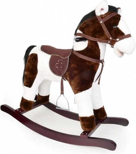 Schommelpaard bruin-wit