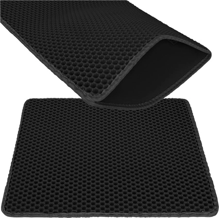 Mat voor kattenbak PURLOV 60 × 45 cm, zwart, dubbellaagse EVA-honingraat